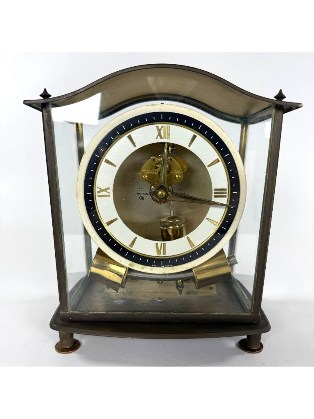 Junghans ATO Antique Mantel Clock 7-Jewel Anticlimatic Electronic Germany Brass